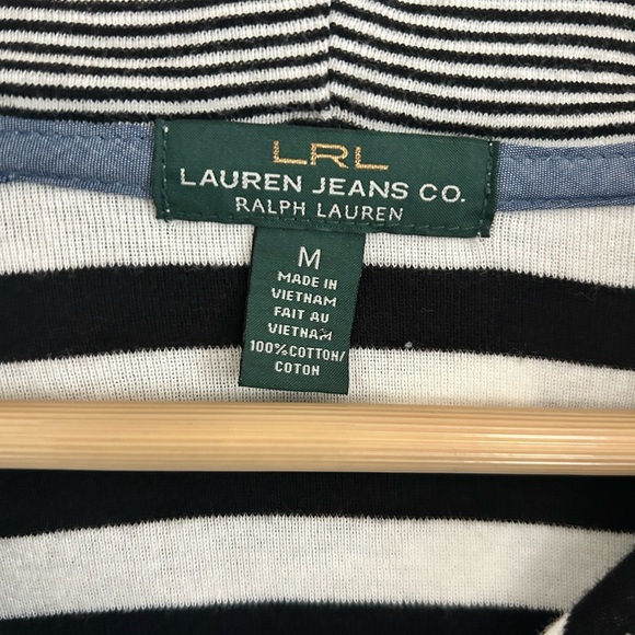 Lauren Ralph Lauren Hoodie Womes Medium White Striped LRL Sweatshirt Long Sleeve - Picture 4 of 8